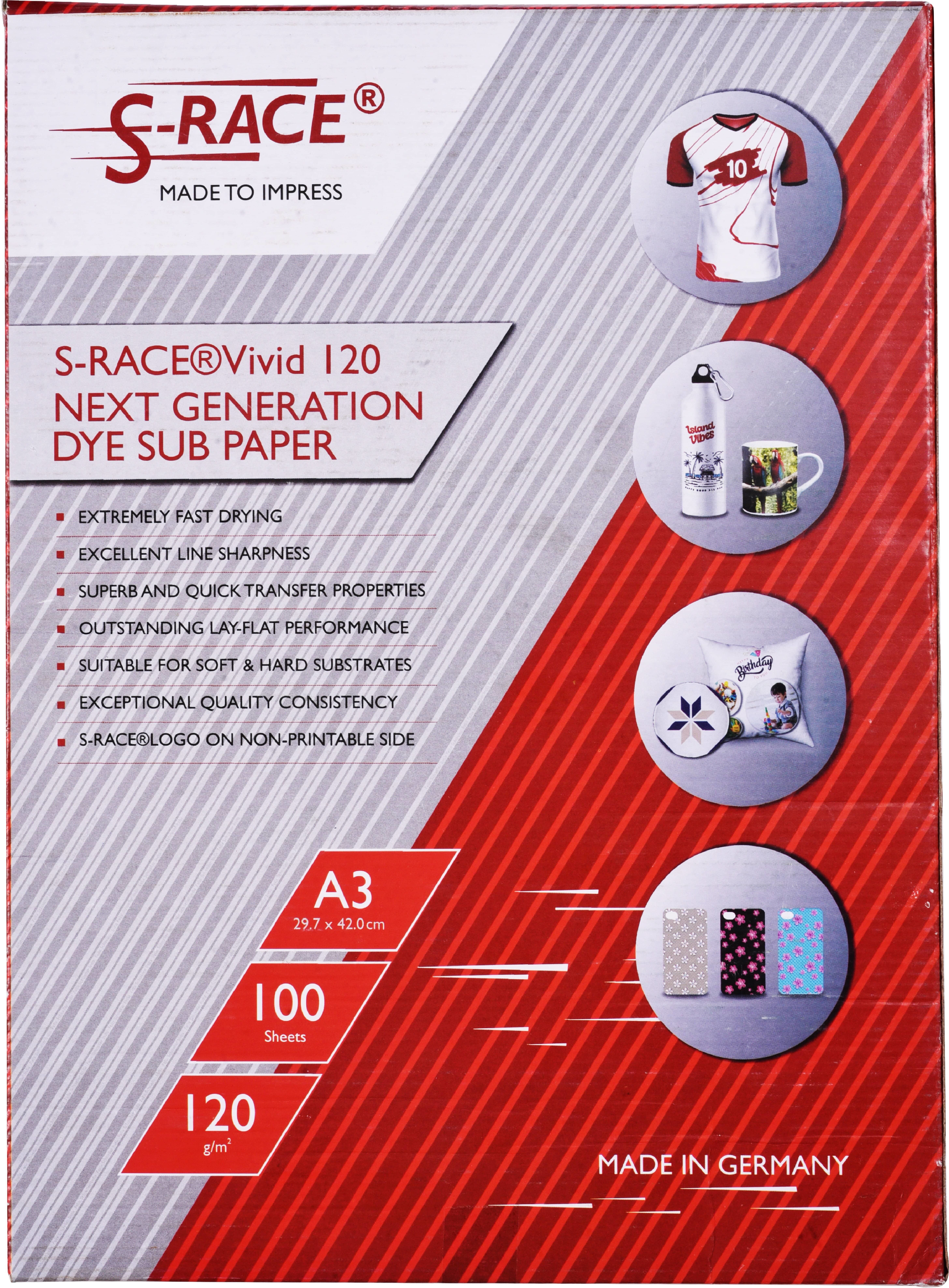 Vivid Dye Sublimation Paper 120GSM (A3 size, 100 sheets, 297x420mm) Unruled A3 120 gsm Sublimation Mug Printing Paper-image-24