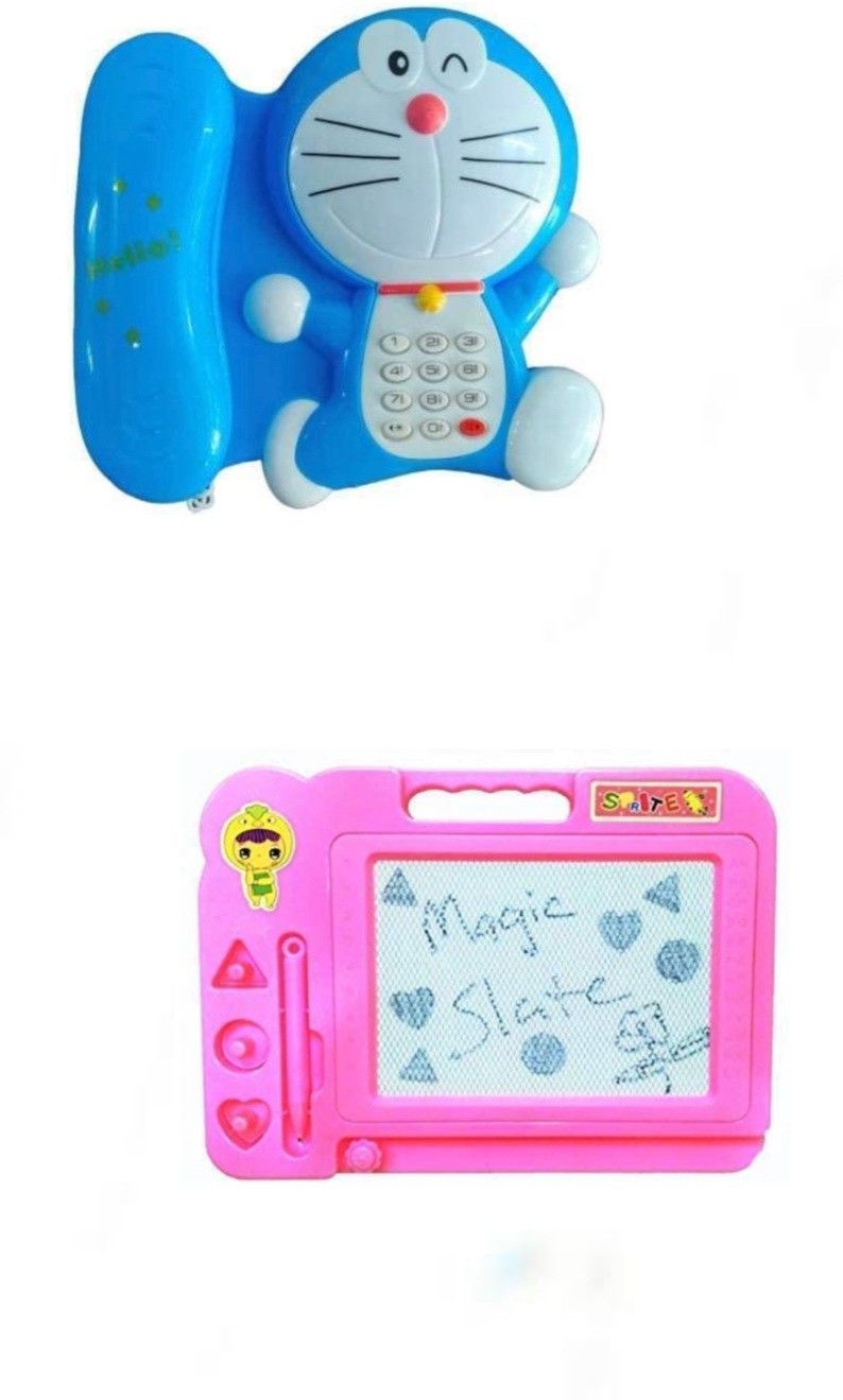Magic pink slate and play doremon phone (combo of 2)-image-1