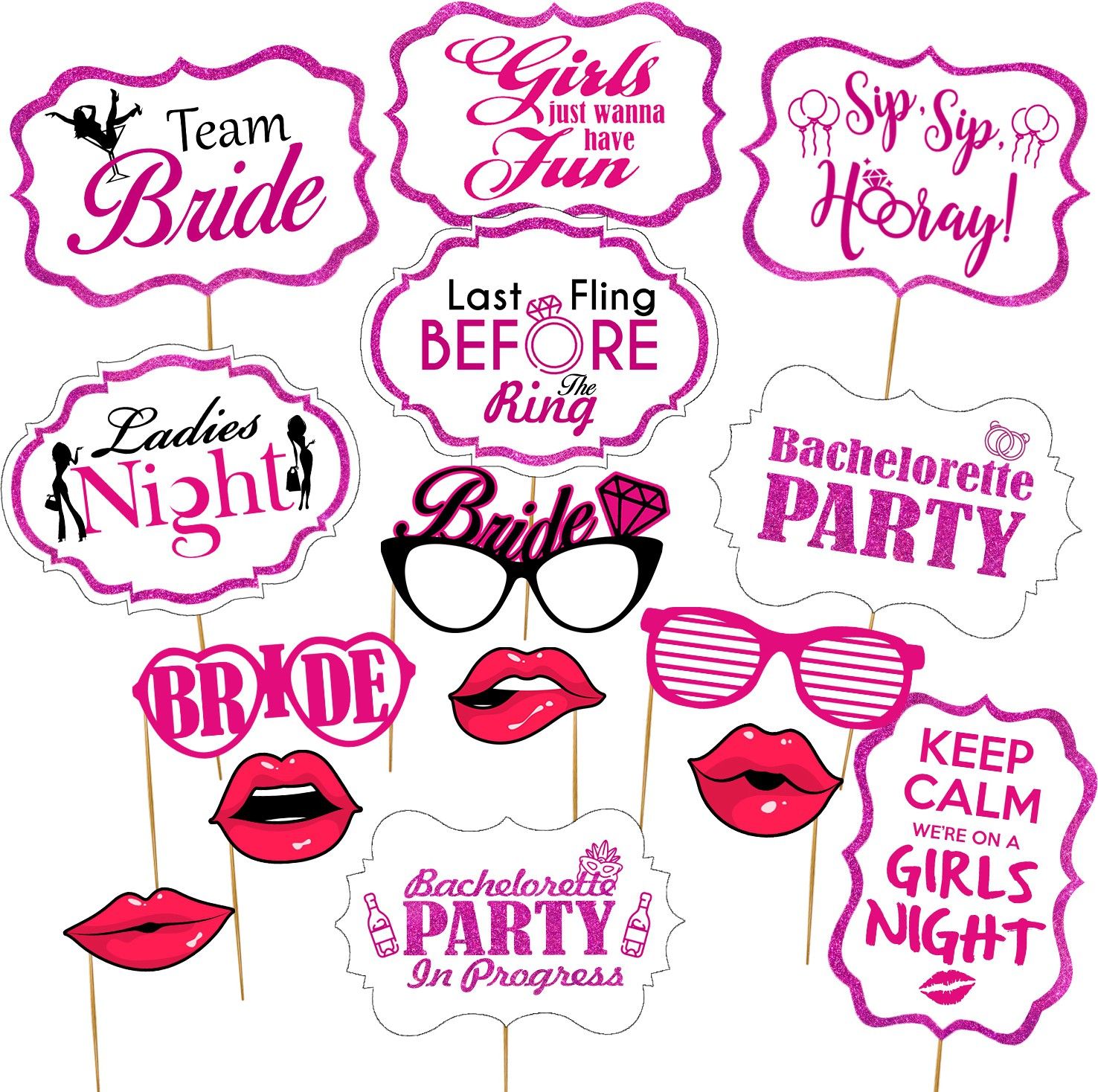 Bachelorette Party Photo Booth Props / Bachelorette Party Supplies / Miss to Mrs Banner Photo Booth / Bachelorette Party Props / Bride to Be Party Decoration (Set of 15 ) Photo Booth Board
