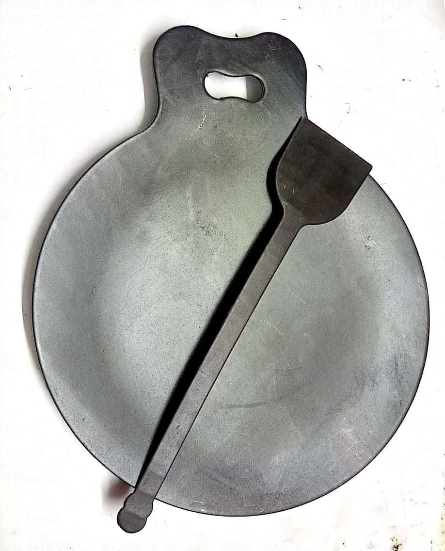 PURE IRON MADE CONCAVE DOSA / ROTI TAWA / 12 INCH DIA / STRONG - 2KG / WITH IRON DOSA TURNER Tawa 30 cm diameter-image-1