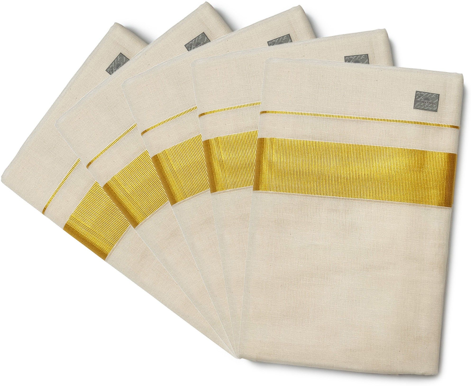Chithra Fabrics 100% Cotton | Special Kasavu Karai Dhoti | Pack Of 5 Solid Men Dhoti-picture-16