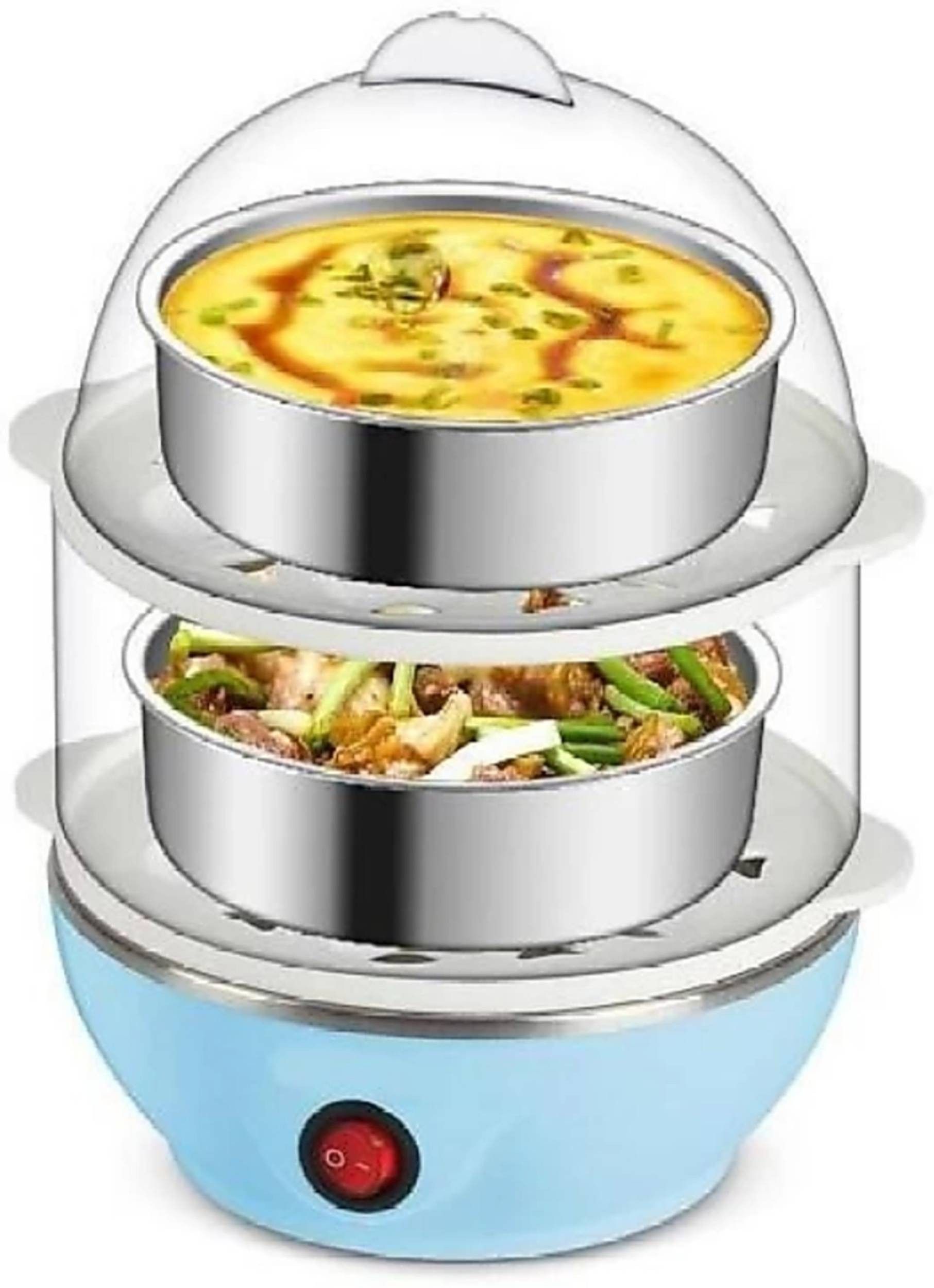 Double Layer Boiler Steamer Electric 2 Layer Egg Boiler Poacher - Compact, Stylish 14 Egg Cooker with Measuring Cup & Steel Bowl Egg Cooker (14 Eggs) Egg Cooker Egg Cooker-image-33