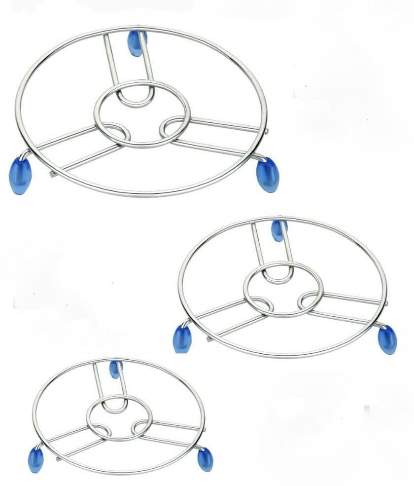 Stainless Steel Hot Pot stand, 3 Piece Set(185mm,148mm,105mm)/Hot Utensil Stand/Hot Matt Crome Plated Trivet-image-34