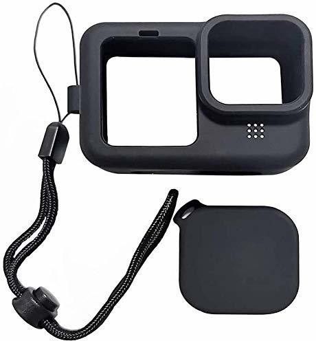Hiffin Protective Silicone Sleeve Case + Lanyard Accessories Soft Rubber Frame Cover Protection for Go Pro Compatible with GoPro Hero 9 Black Action Camera (Black) Camera Bag
