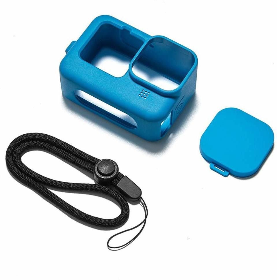Hiffin Protective Silicone Sleeve Case + Lanyard Accessories Soft Rubber Frame Cover Protection for Go Pro Compatible with GoPro Hero 9 Blue Action Camera (Blue) Camera Bag-picture-17