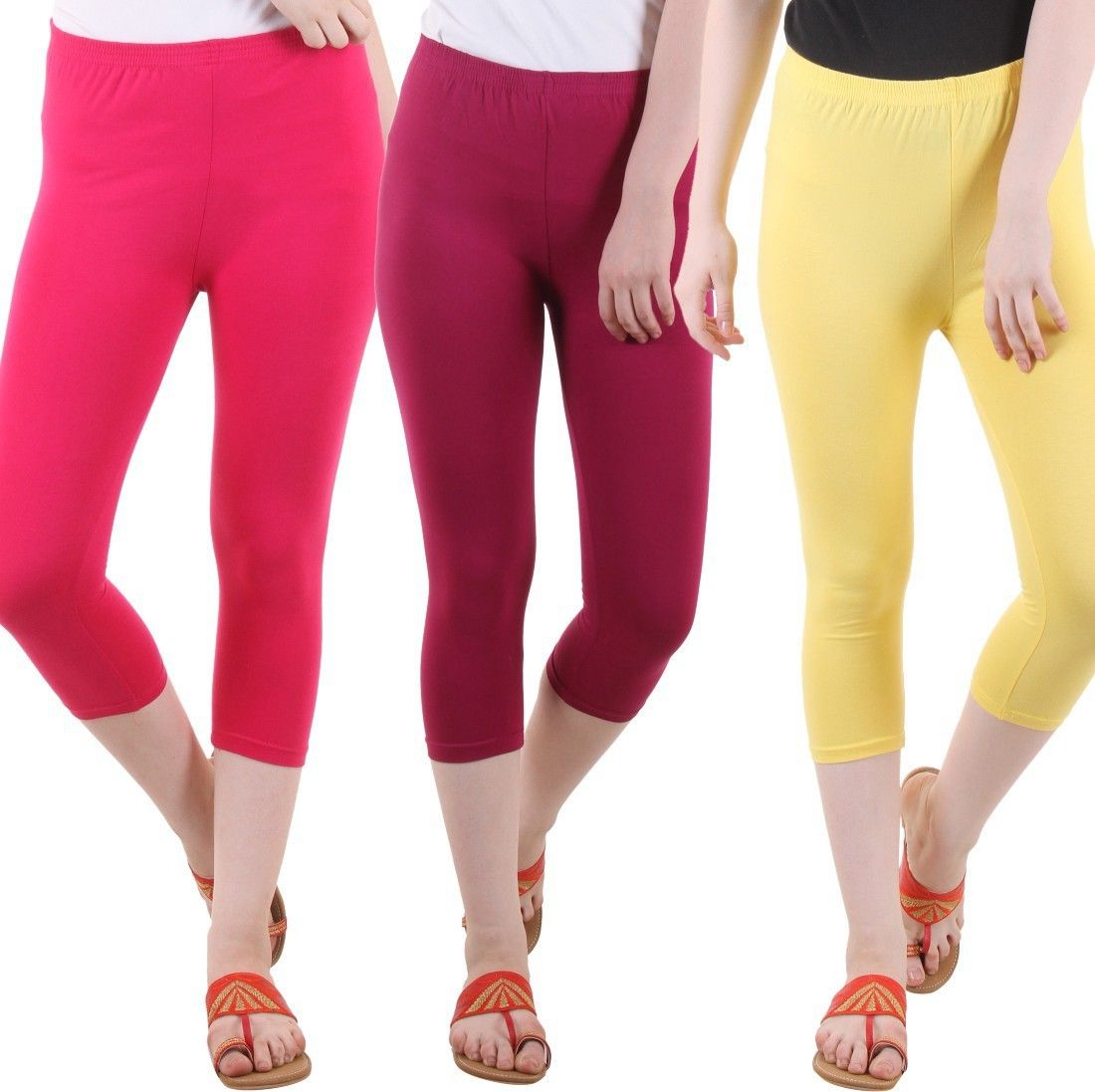diaz Cotton Lycra capri for women,capri for ladies,capri for girls, Women Maroon, Pink, Yellow Capri-picture-17