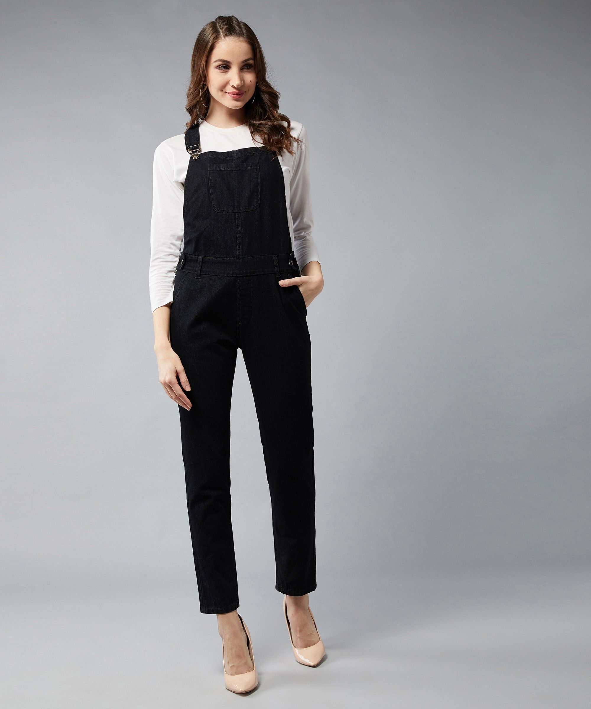 dolce crudo Women Black Dungaree-picture-19