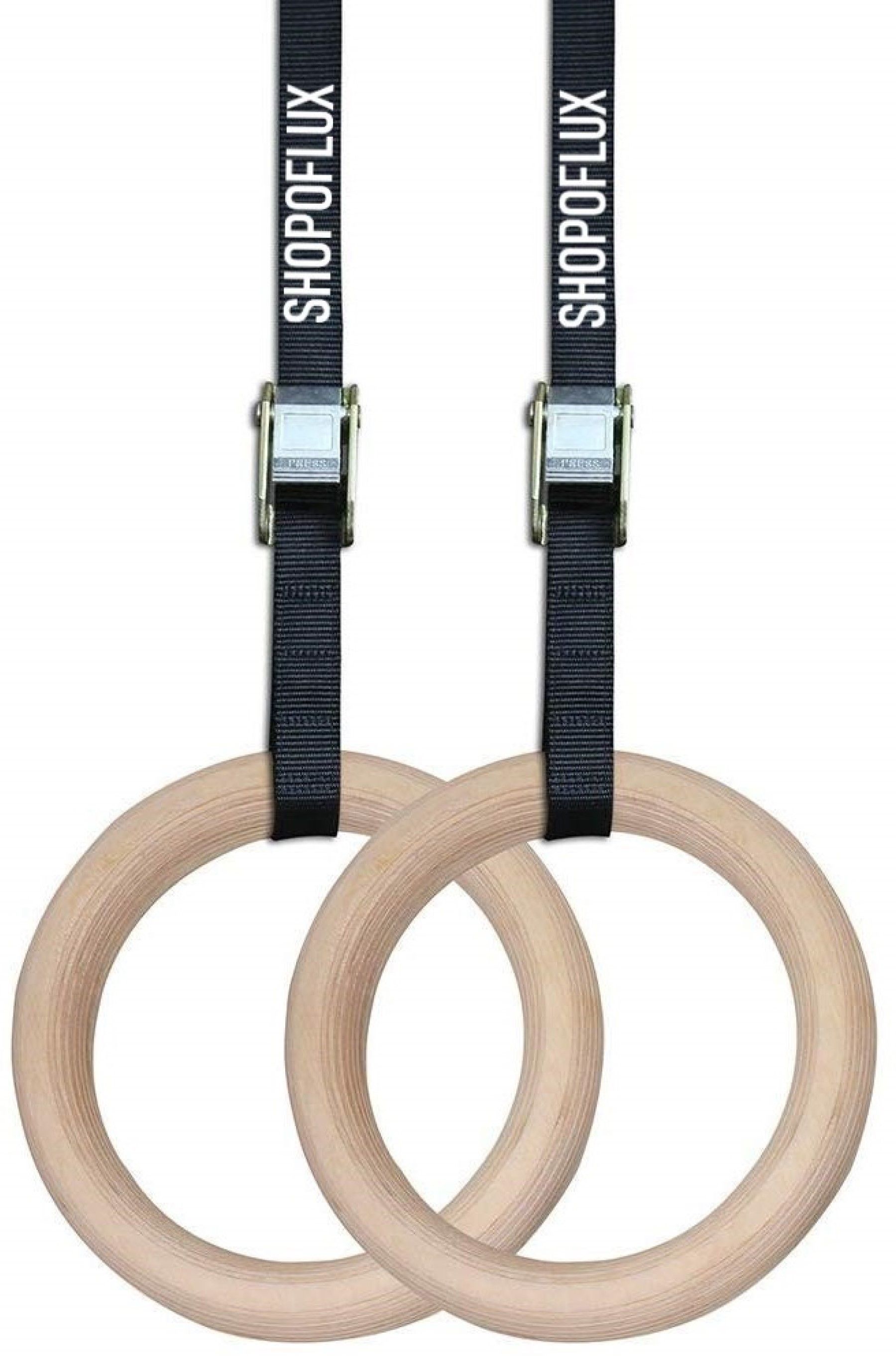Gymnastic Wooden Rings with Heavy Duty Adjustable Strap | Roman Rings Perfect for Calisthenics Competition and Conditioning Training Pilates Ring