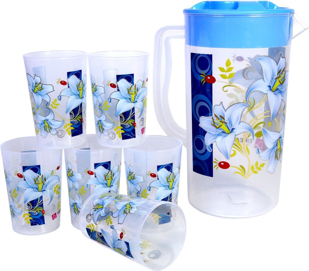DREAMZ Blue 1 JUG 6 GLASS SET Jug Glass Set