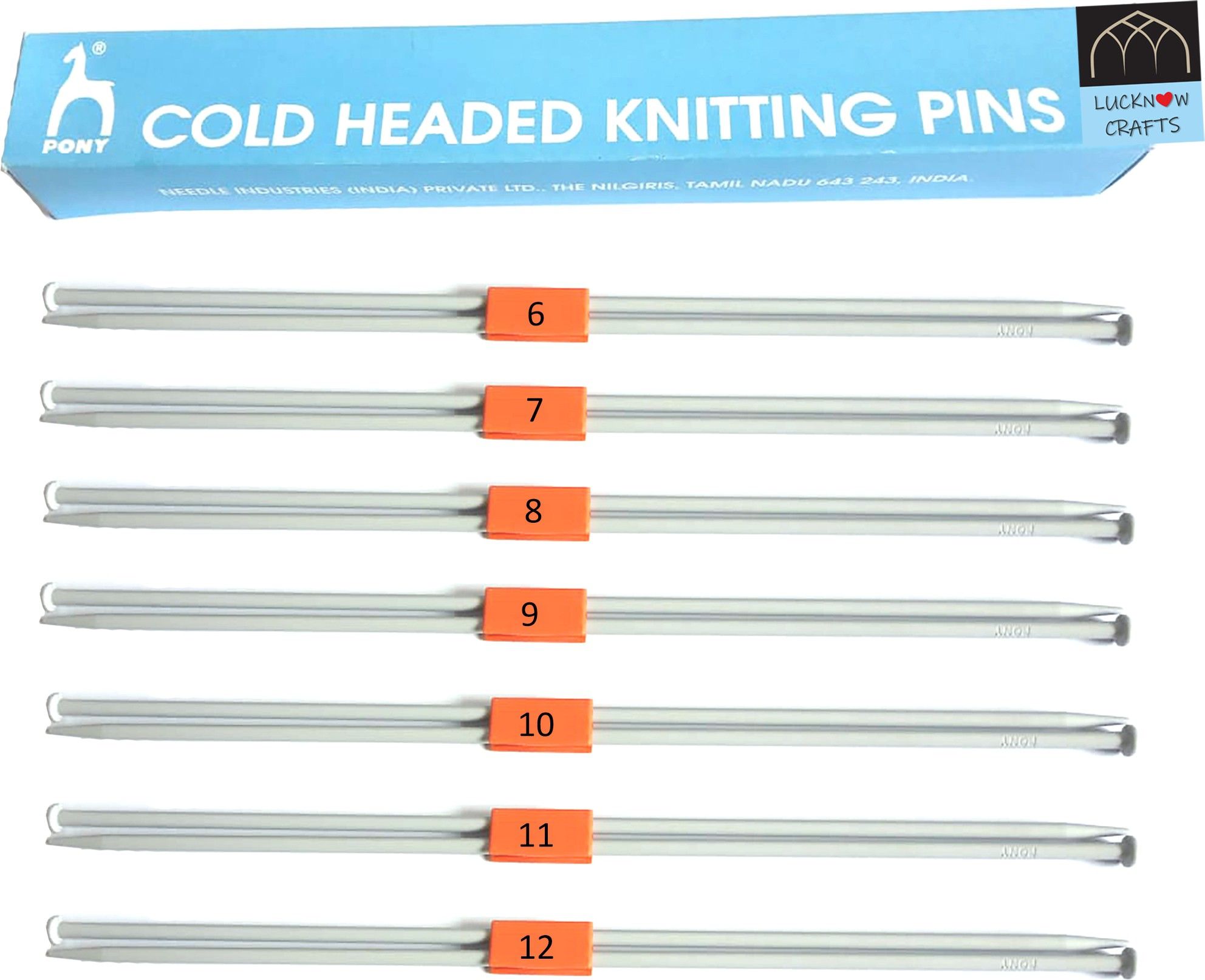 Knitting Needle(Pair) | Vardhman Pony Cold Headed Pins | Size 6,7,8,9,10,11,12 - (5mm,4.5mm,4mm,3.75mm,3.25mm,3mm,2.75mm) - 25 cm length | Premium, rust-free | Used for knitting Woollen sweater, socks, mittens, gloves, hats, scarfs Knitting Pin-image-47
