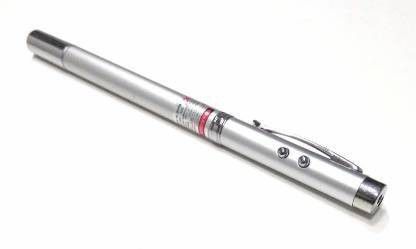 izone antina laser Plastic Multifunction 5 in 1 LED Flashlight Torch Red Laser Pointer Ballpoint Pen with Case (Silver) (650 nm, Red)-image-5