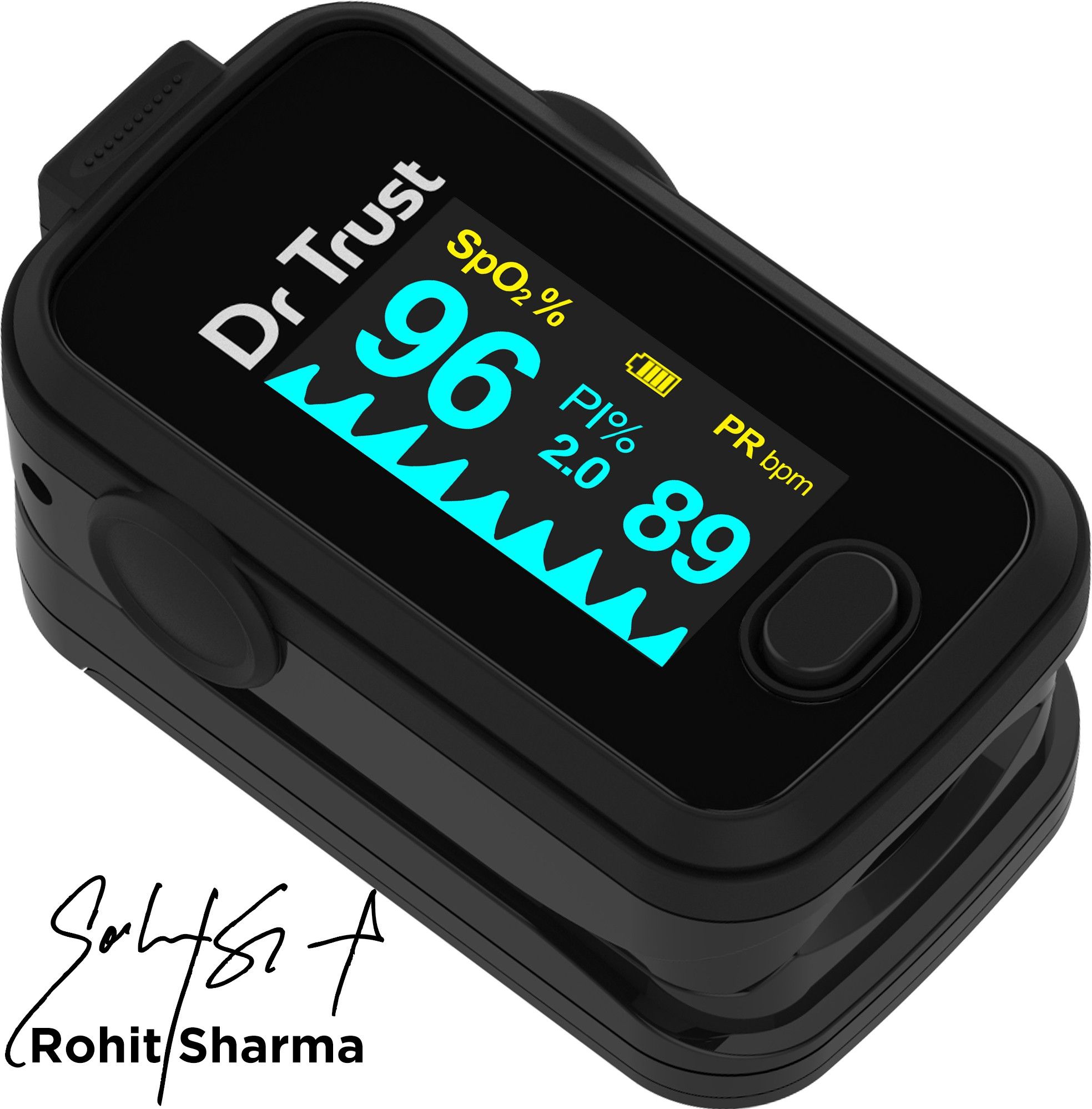 Dr Trust (USA) Signature Series FingerTip with AUDIO VISUAL ALARM water resistant ( Midnight Black) Pulse Oximeter