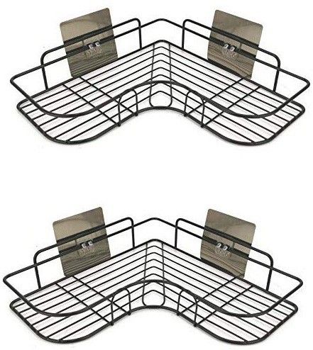 Multipurpose Self Adhesive Wall-Mounted Corner Storage Bathroom Shelf Organizer Steel Wall Shelf-image-45