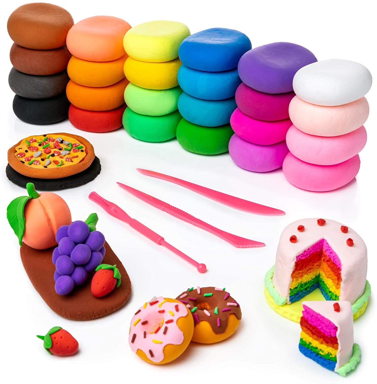 obama DIY Colourful Non-Toxic Modeling Air Dry Bouncing Clay with Tools (24 Pcs)-picture-11