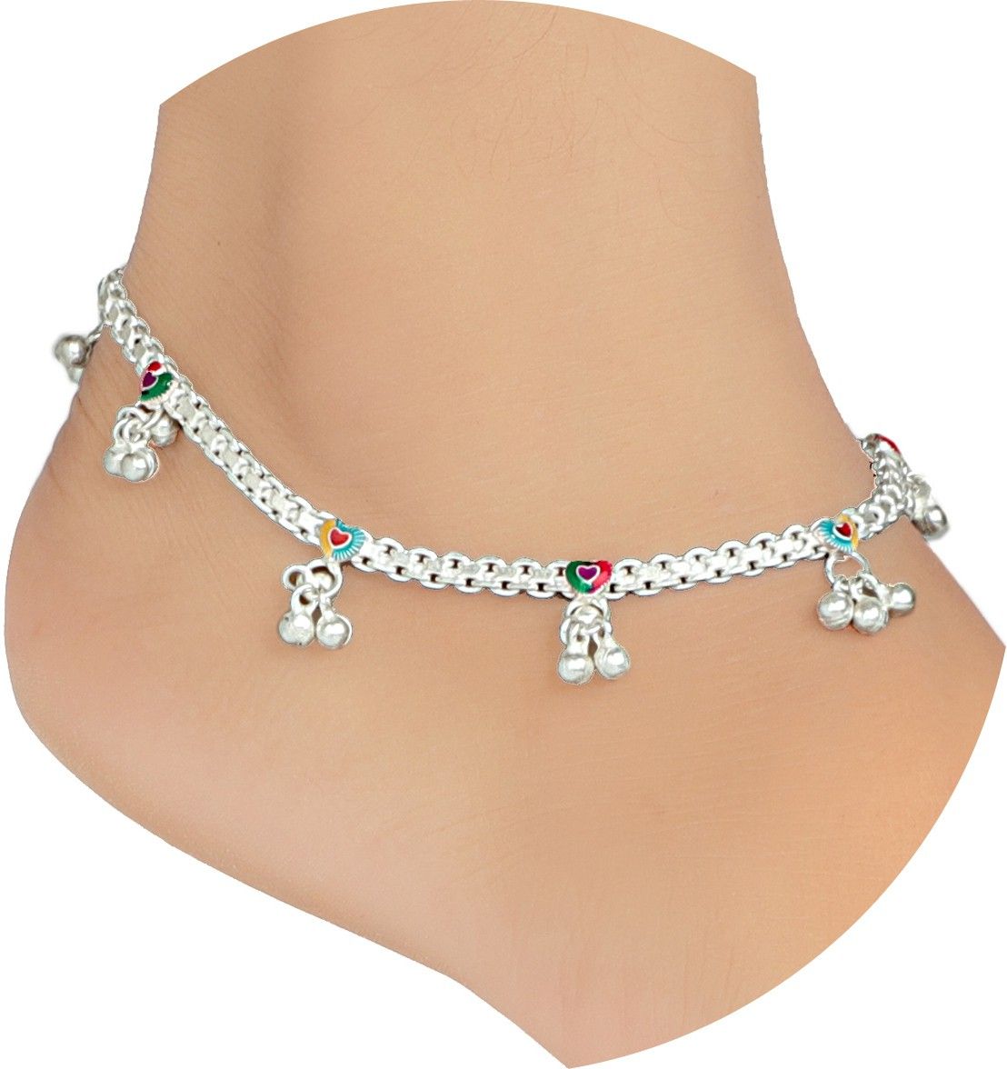 10.2inch 38gms Women and Girls Silver Plated White Metal Payal Anklets Indian Traditional Ethnic Fashion Foot Jewellery Artificial Alloy Anklet-image-14