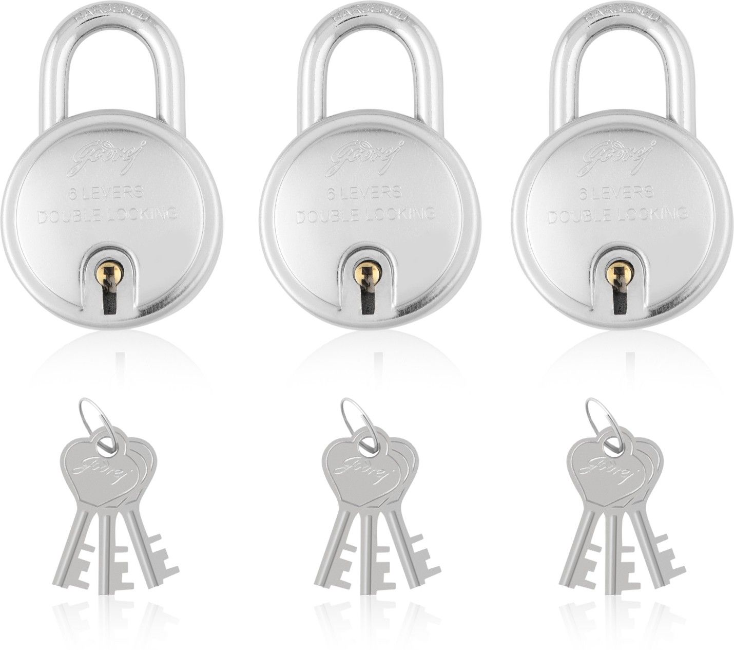 godrej locks Locks Round Padlock 6 Levers Padlock (Silver Pack of 3) Padlock-picture-4