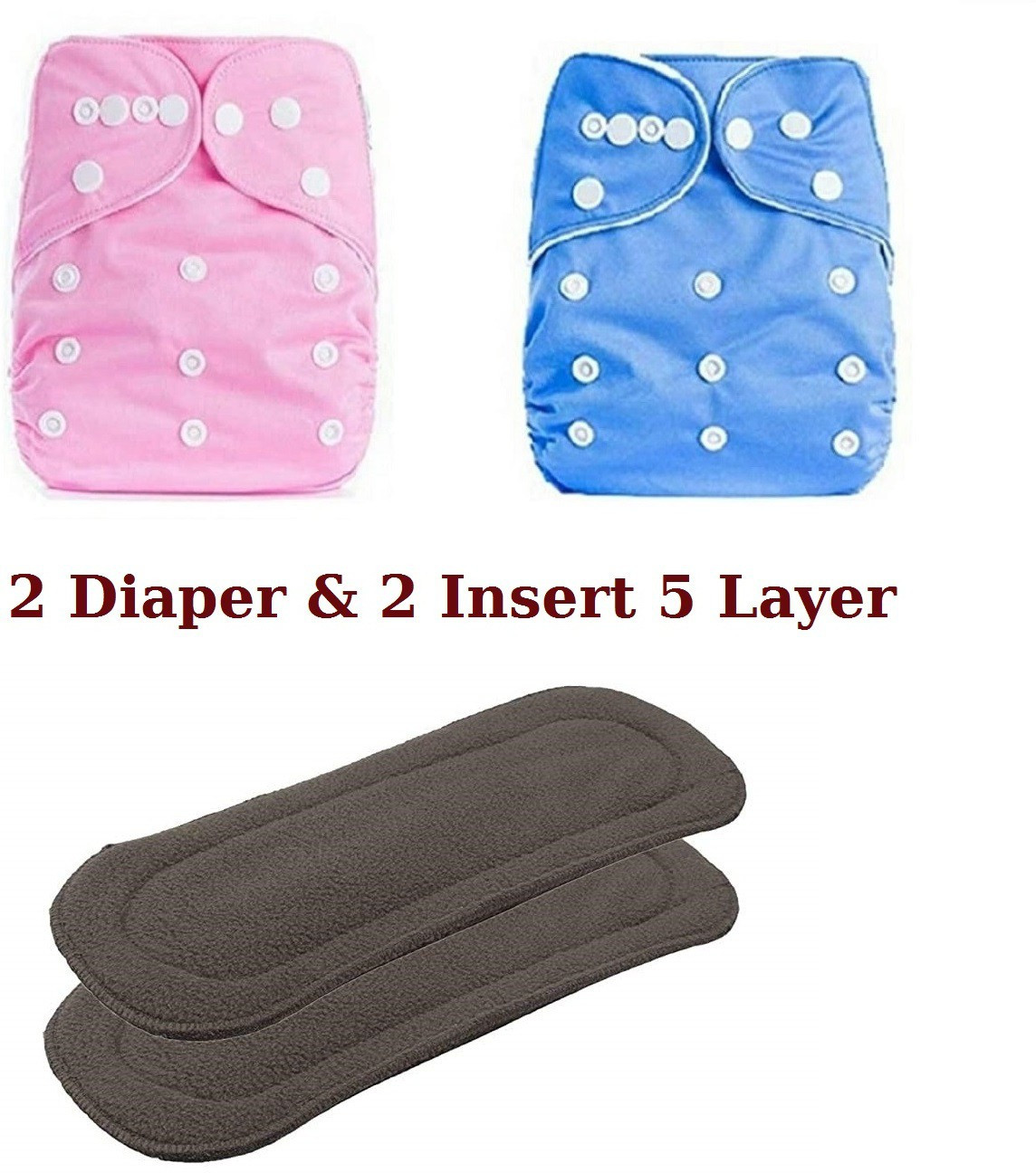 playalong All In One Reusable Adjustable Washable Cloth Diaper Nappy For Baby New Born To 2 Year With 2 Bamboo Insert 5 Layer image 1
