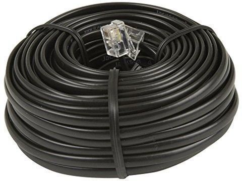 RIVER FOX Power Cord 20 m 20 Meter RJ11 Telephone Modem Line Cable (Black) (Pack of 1)