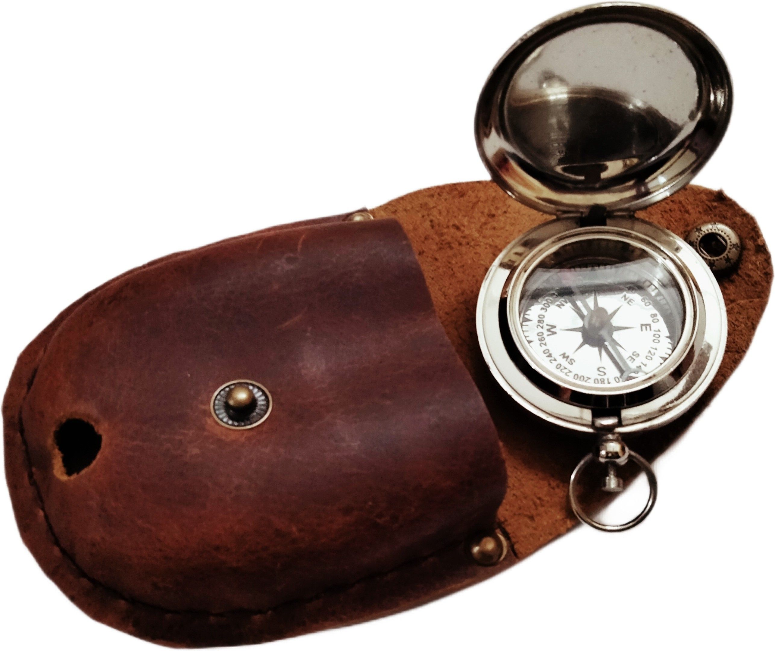 ascent india Brass Nickle Plated Push Button Compass Pocket With Leather Case Collectible gift Compass-picture-28