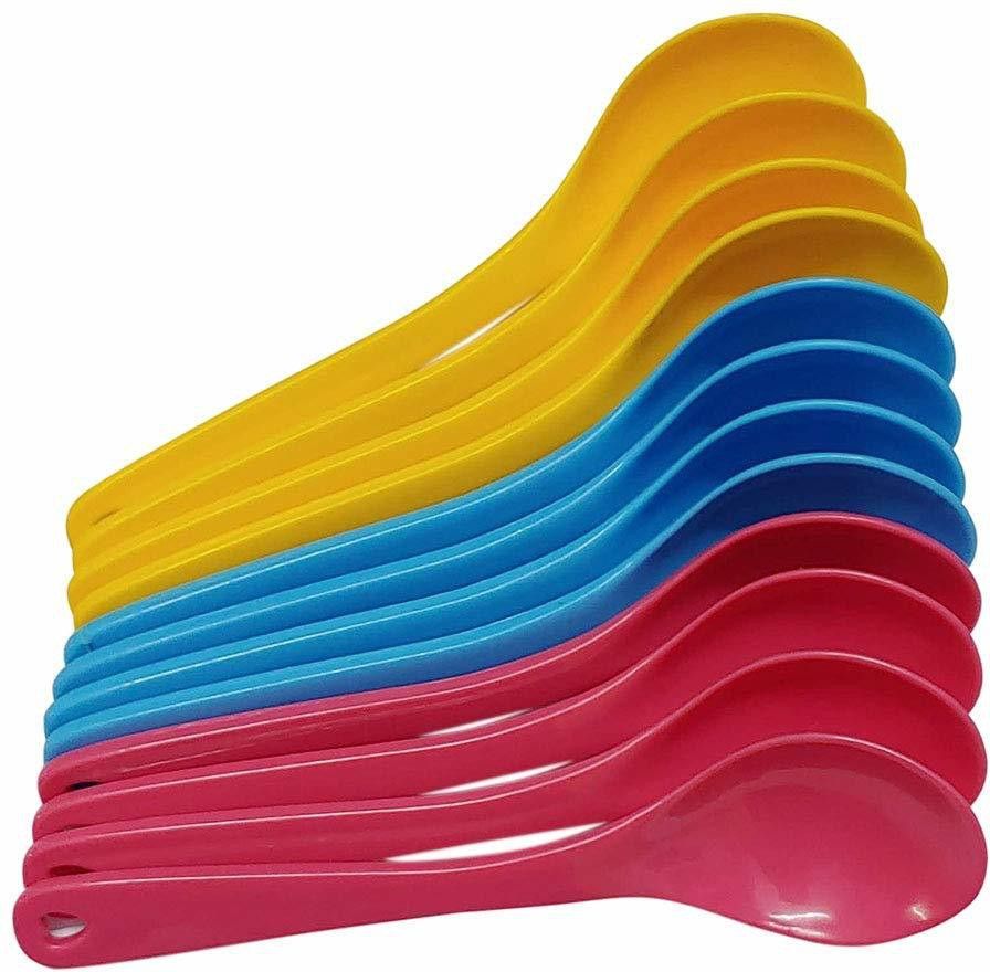 bekner 12 Pcs Food Plastic Spoon Set for Baby Feeding Plastic Table Spoon Set Plastic Tea Spoon, Coffee Spoon Set-picture-35