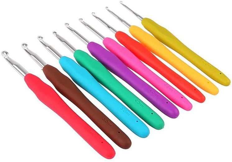 9 Pack Crochet Hook Set Crochet Needles for Crocheting 12 Mixed Size Plastic Ergonomic Knitting Needles Crochet Kit for Beginners Knitting Needles for Yarn Craft (2mm-6mm/Colored) Hand Sewing Needle-image-48