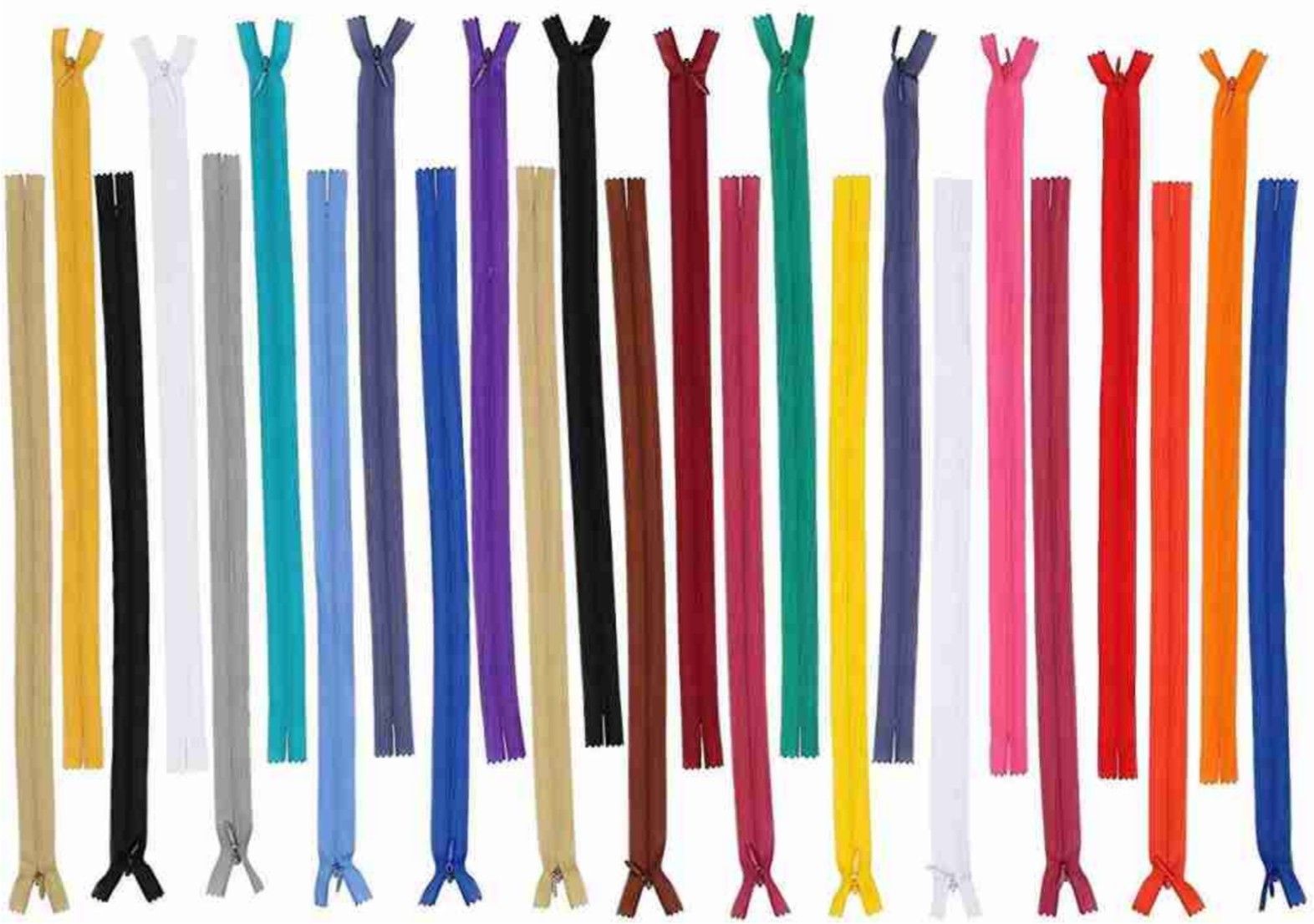 Pack of 25 Long Ladies Concealed Zips Multi Colours for Ladies Dresses, Chudidars, Childrens’ Dresses, Frocks, Gowns Multicolor Nylon Invisible Zipper