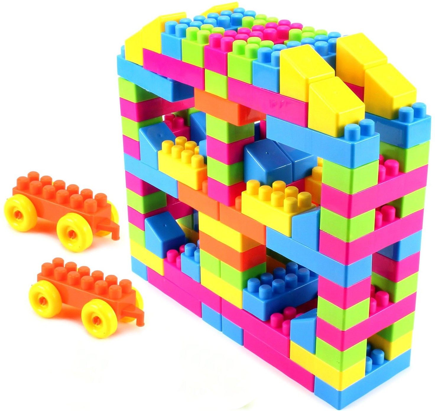willyard 100+pieces (92 Pieces +8 Tyres)Toys For Kids Skill Development,Hand Eye cordination, Non-Toxic | Brain Building |Creative |Learning toy/toys Improve Logical Thinking And Cognitive Skills Of KidsPuzzle Game Fun Plastic Colorful Pattern House Indoor Outdoor Fun Game-picture-15