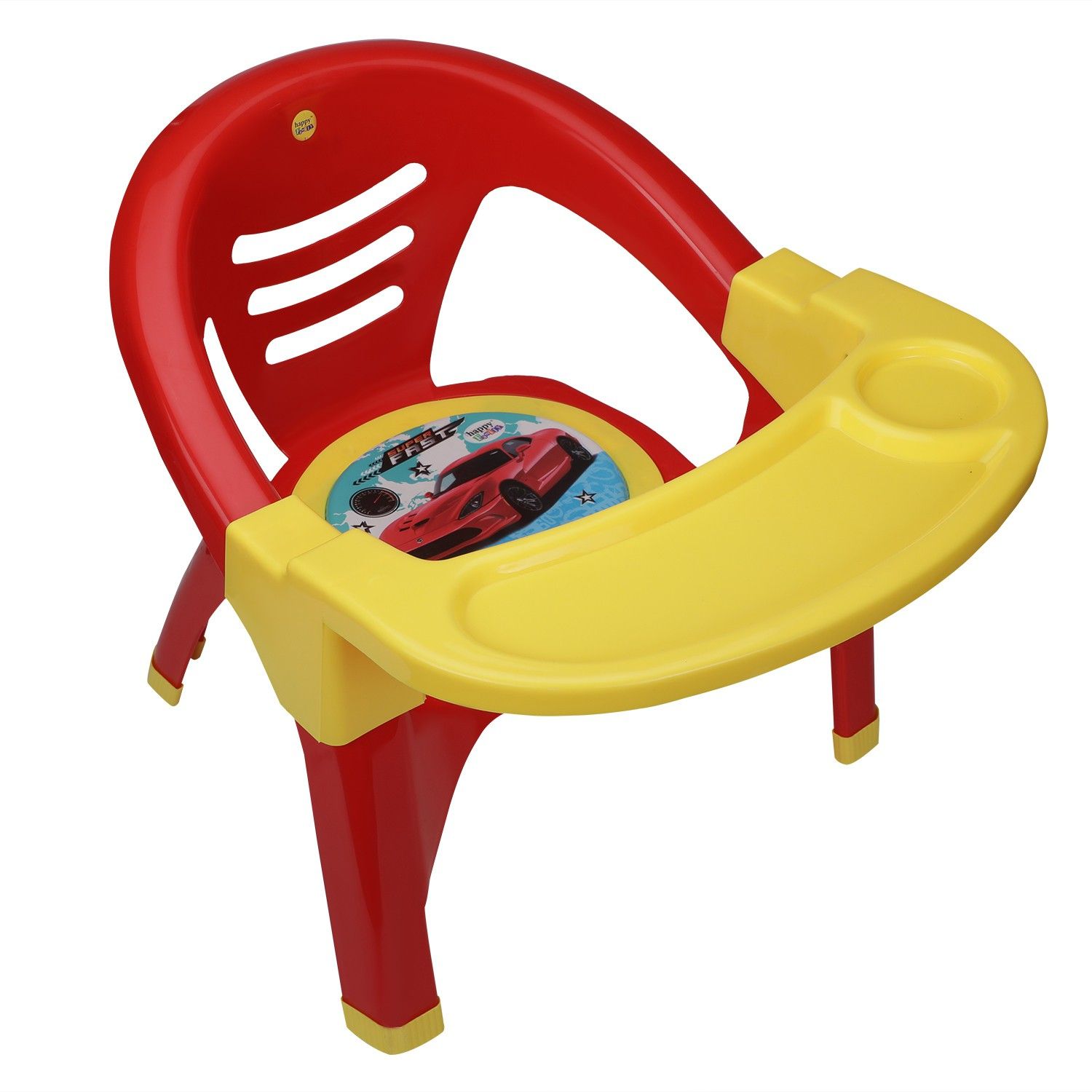 Small Baby Chair with Removable Front Food and Safety Tray,Soft Cushion with Baby Whistle Sound-Random- Red