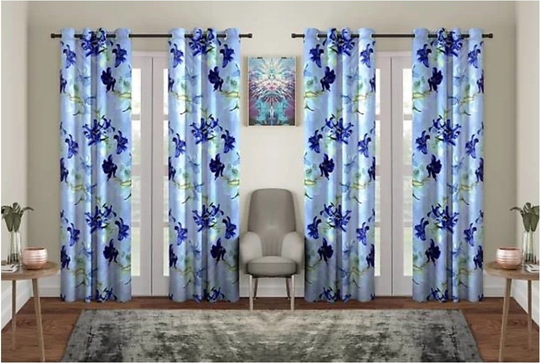 achintya 153 cm (5 ft) Window Polyester Semi Transparent Curtain (Pack Of 4)-picture-4