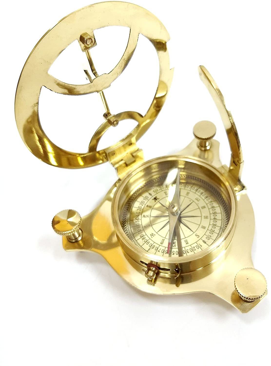 antiquity Inch Brass Golden Sundial Compass. Sun Clock Compass (Gold) Compass-picture-11