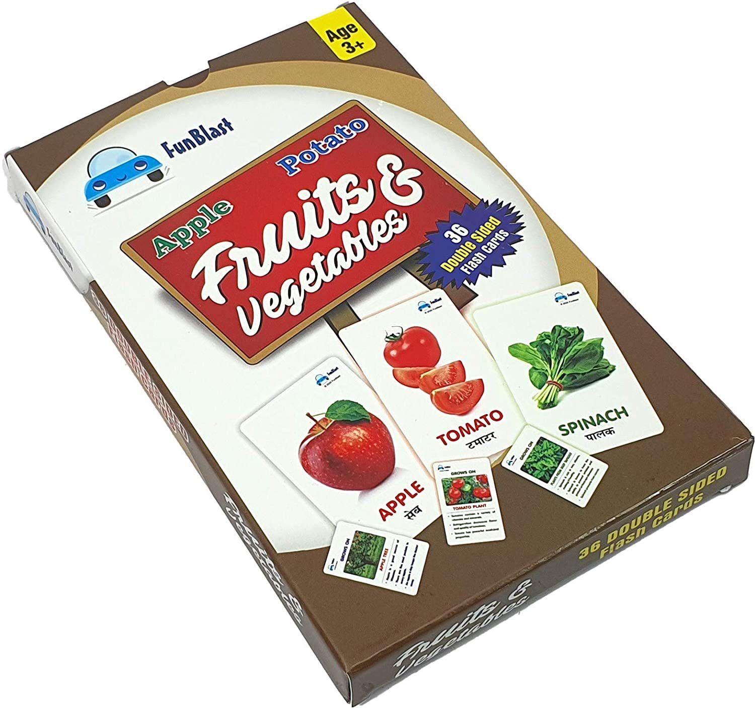 Fruits & Vegetables Flash Card, Pack of 36 Double Sided Flash Card for Kids -Multicolor-image-2