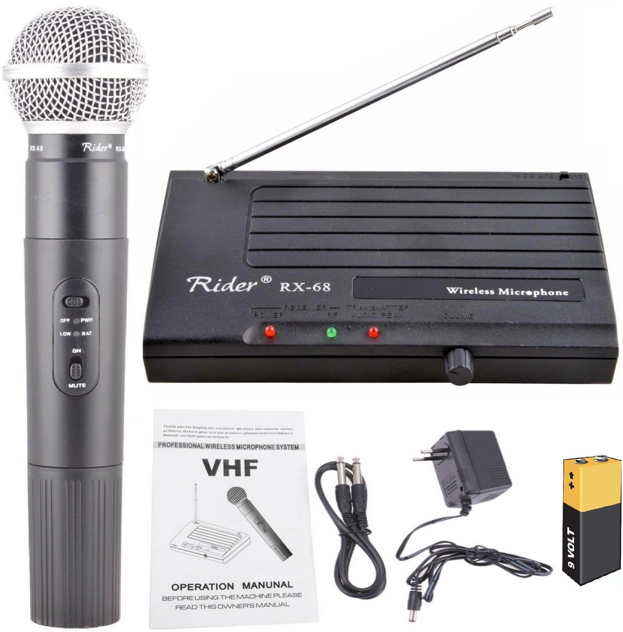 balrama 200ft Wireless Range Rider Rx-68 Vhf Series Wireless / Cordless Microphone Single Channel Cordless Portable Professional Handheld Single Channel Transmitter Microphone Mic Set Very High Frequency Wireless Cordless Microphone System for Studio, Karaoke, Radio, Live-performances, Conference, Musical Shows, Opera, Public Speeches , Meetings, Class Room Teachings, Demonstrations, While Move Indoor, Outdoor PA System-picture-12