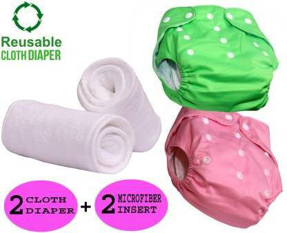 kogar All In One Reusable Washable Soft Cloth Fabric Diaper Nappy With Free Insert For New Born To 2 Year Baby (2Diaper+2Insert) image 1