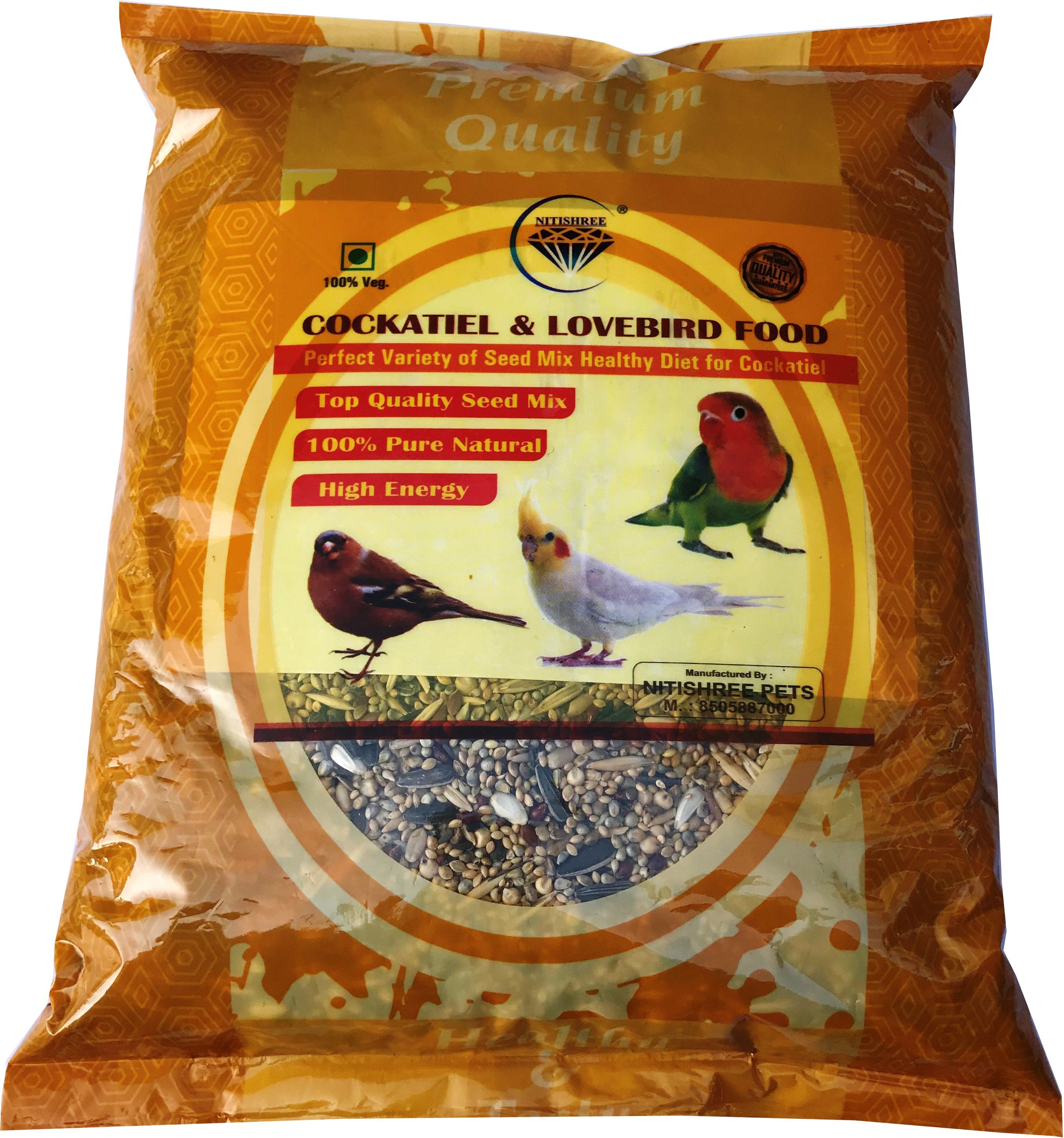 nitishree Premium Birds Food for Parrots, Conure, Cockatiel & Lovebird | Daily Birds Food Seed Mix-1 kg Nuts 1 kg Dry New Born, Young, Senior, Adult Bird Food-picture-24