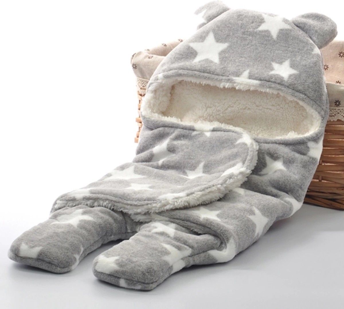 brandonn Polka Single Hooded Baby Blanket forMild Winter-picture-11