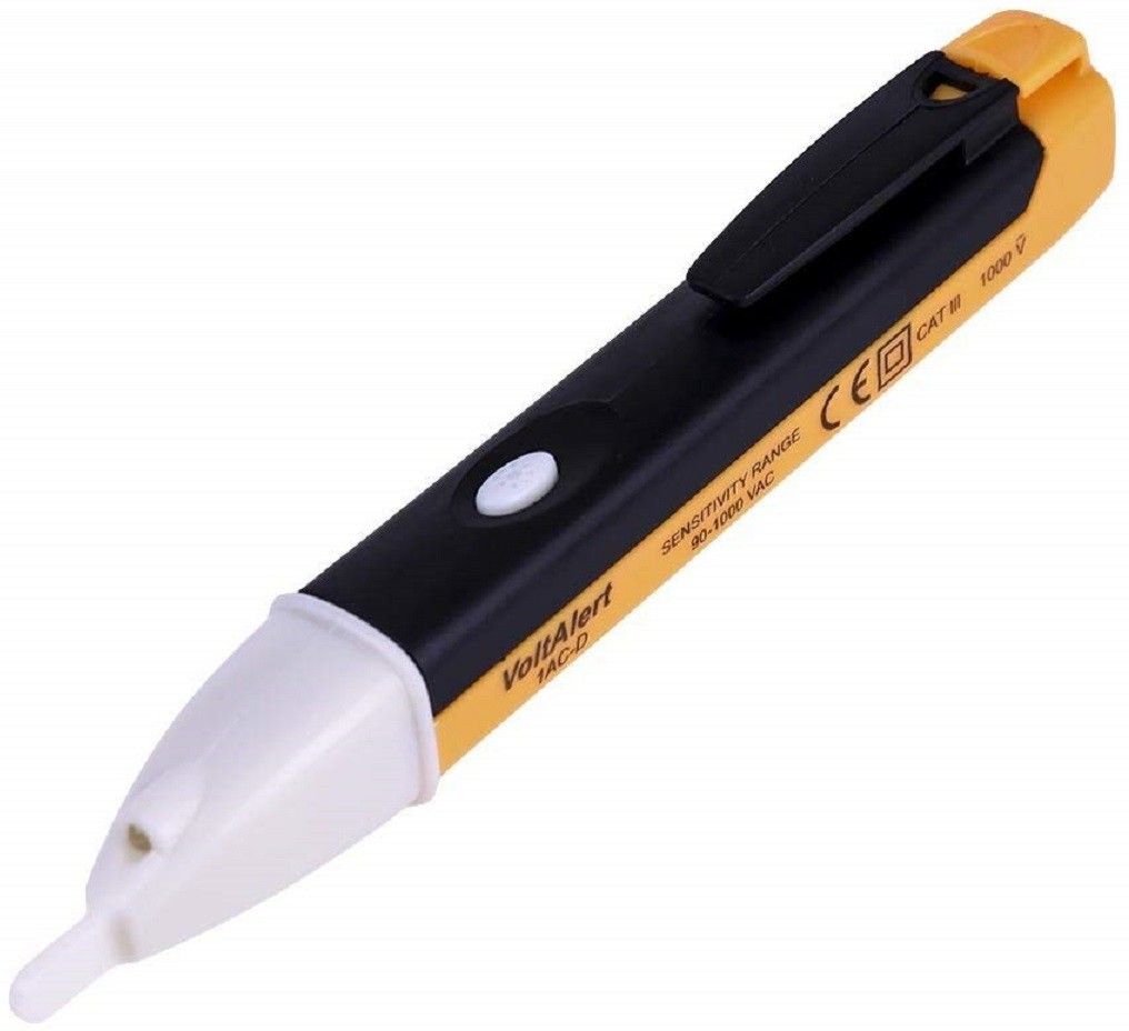 Voltage Tester 90~1000V AC Electric Voltage Power Detector Alert Sensor Tester LED Light Non-Contact Pen (Yellow) Analog Voltage Tester-image-47