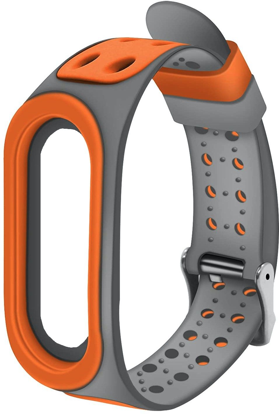 Epaal Super Soft Strap with Metal Buckle for Mi Band 5 / Mi Band 6 (Orange-Grey) Smart Watch Strap-image-45