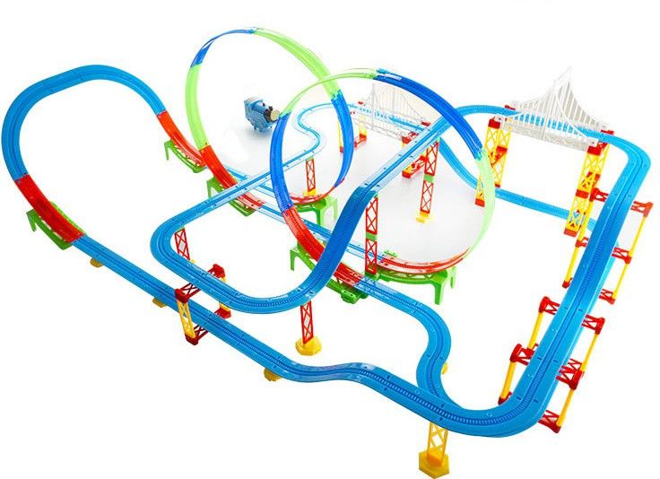 Electric Engine Train Track Set Self-Assemble Multi-Level Track Builder (Big)