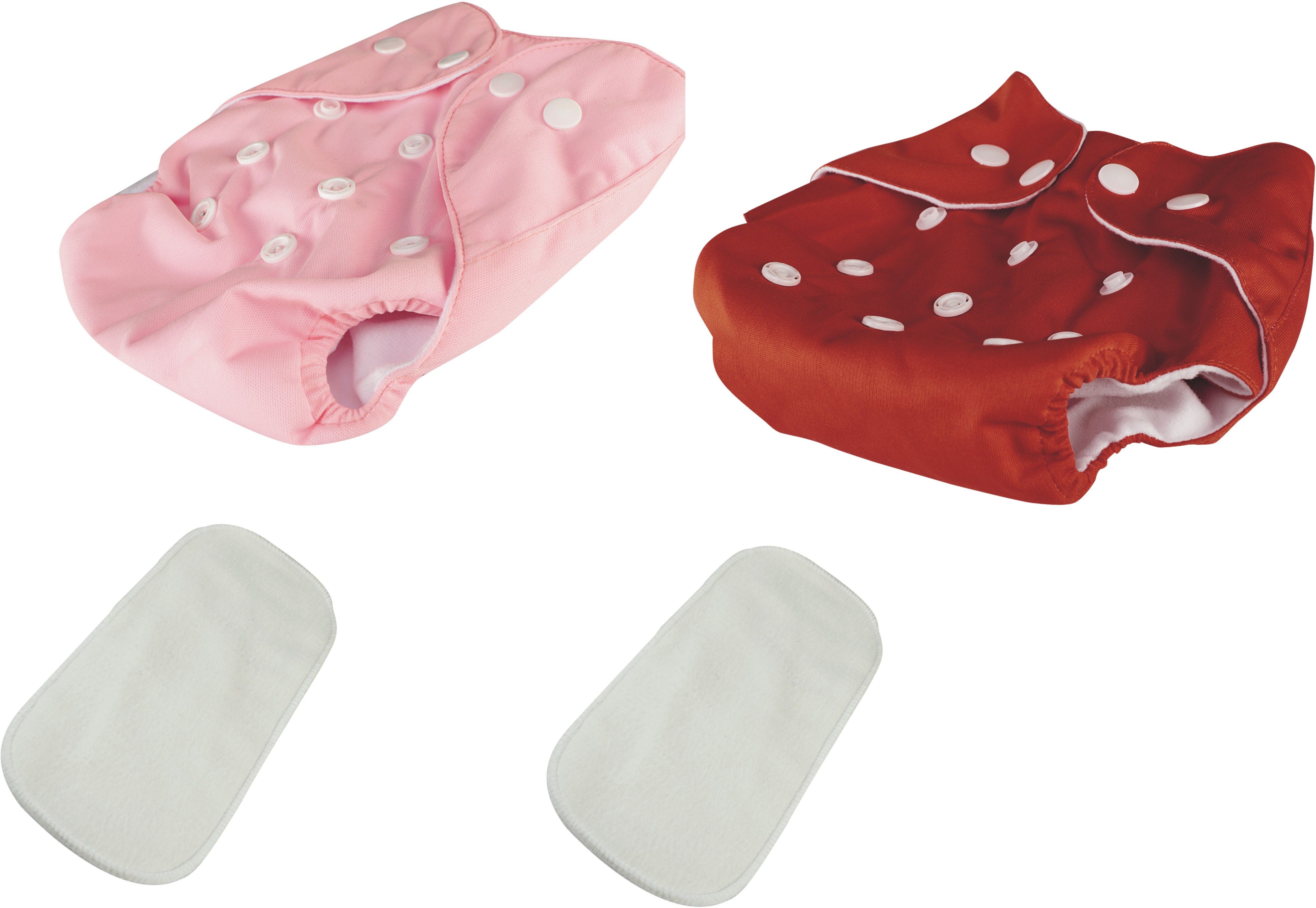 reusable & washable baby cloth pink & red diapers combo with 2 inserts of 5 layers-image-48