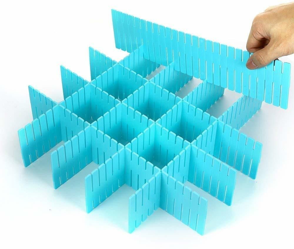 12 PCS Adjustable Stretchable Interlocking Drawer Clapboard Divider/Grid Closet Sorting Partition/Plastic Strips Separators cabinet Storage box organizer| Clothes/Socks/Makeup,6 Pc Drawer Divider Drawer Divider-image-15