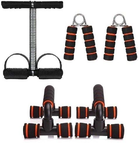 HOME GYM WORKOUT SET OF SINGLE SPRING TUMMY TRIMMER WITH PUSH UP STAND AND FOAM HAND GRIPPER Fitness Accessory Kit Kit-image-32