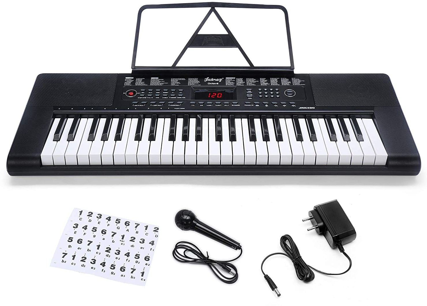 Octave JRK490 49-Key Portable Electronic Teaching Keyboard Piano with LED Display|Adapter | Key Note Stickers|Mic|Music Sheet Stand |200 Rhythms |200 Timbres|50 Demos|USB Output|49 Percussions Digital Portable Keyboard-image-46