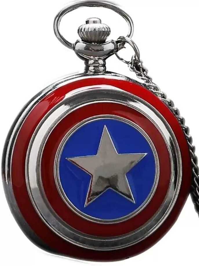SB FASHION POINT captain america shield pocket watch 316 07 Silver Stainless Steel Pocket Watch Chain-image-3