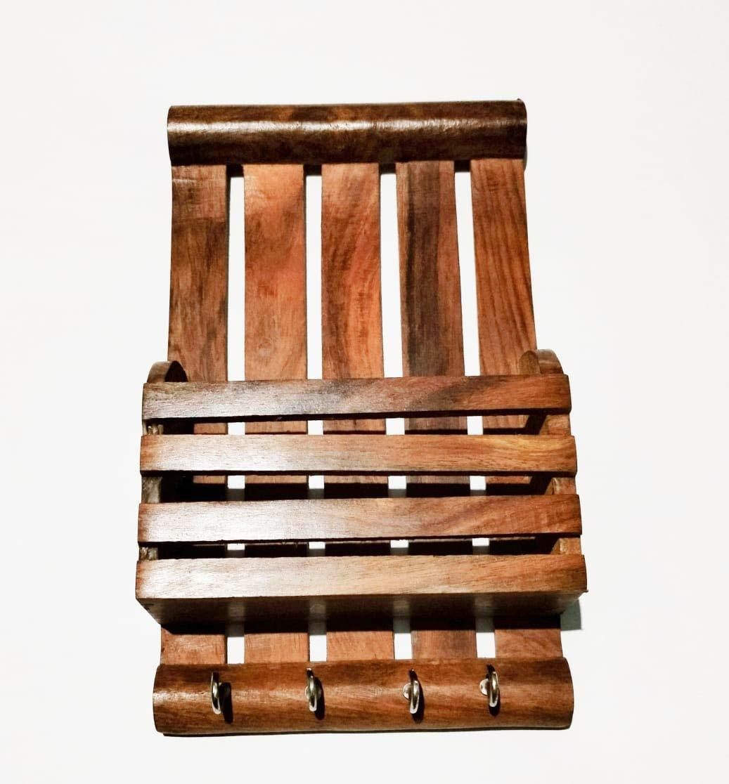 Wood Carver Handmade Wooden Hanging Key Holder with Comb Stand // Multipurpose Usage for Living Room and Bedroom Organizer // Office Decor Wood Key Holder-image-38