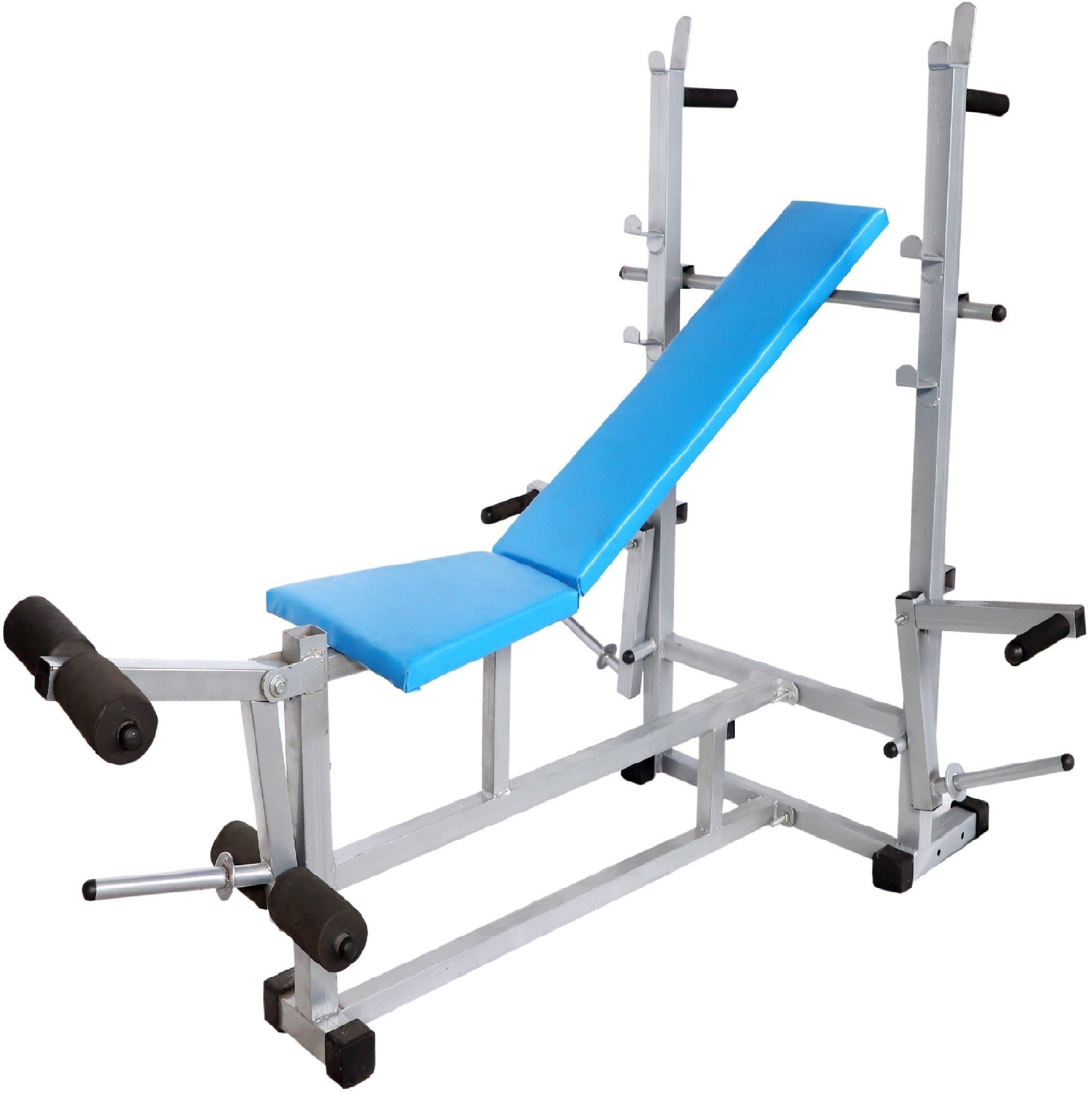 Double Support 8 in 1 Bench (Powder Coated Silver Colour) Multipurpose Fitness Bench