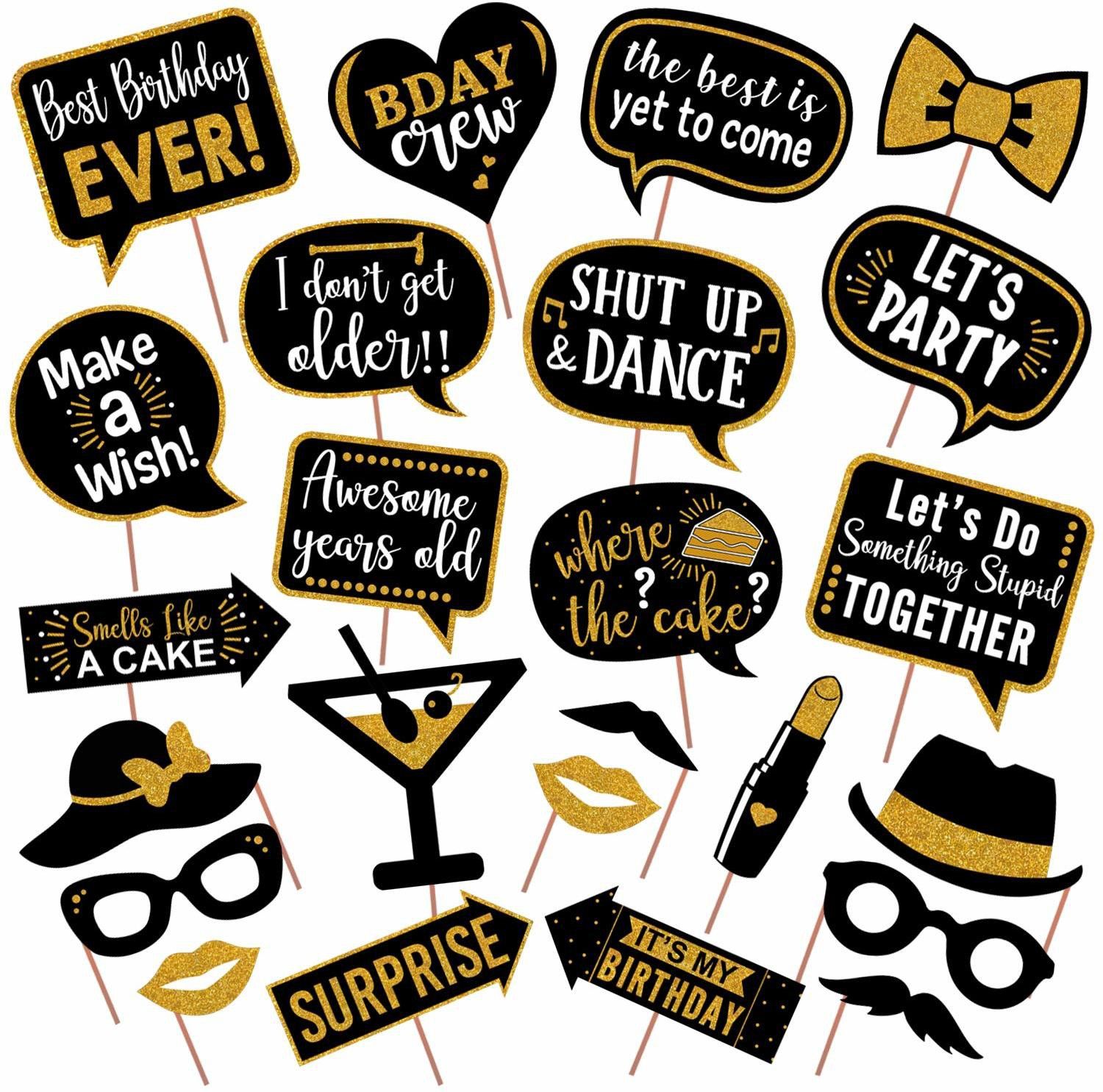partydecoration Happy Birthday Photo Props Set of 24 Pieces / Birthday Party Props for Kids / Happy Birthday Party Supplies / Birthday Decoration / Birthday Photo Booth Photo Booth Board-picture-23