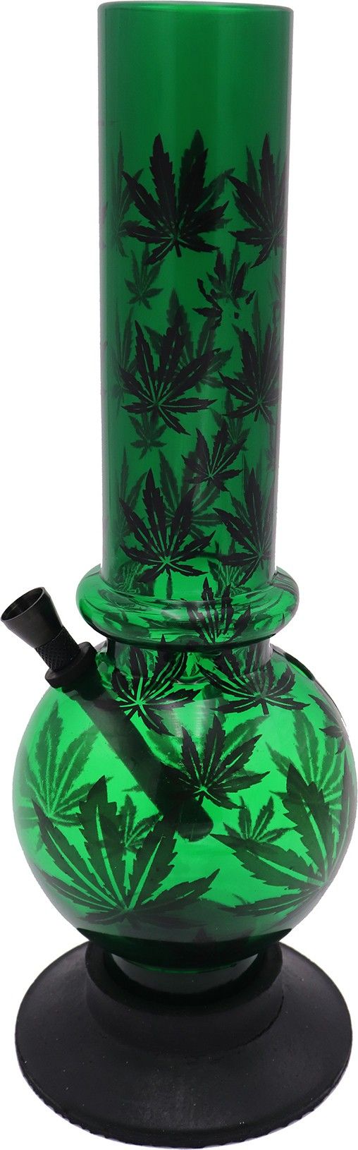 12 Inch Leaf Printed Green Acrylic Smoking Beer Bong Funnel-image-41