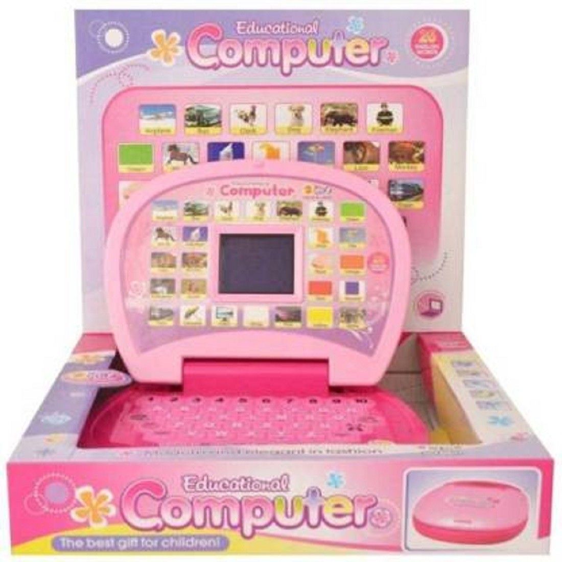 mini laptop educational battery operated computer for kids 002 (Pink)