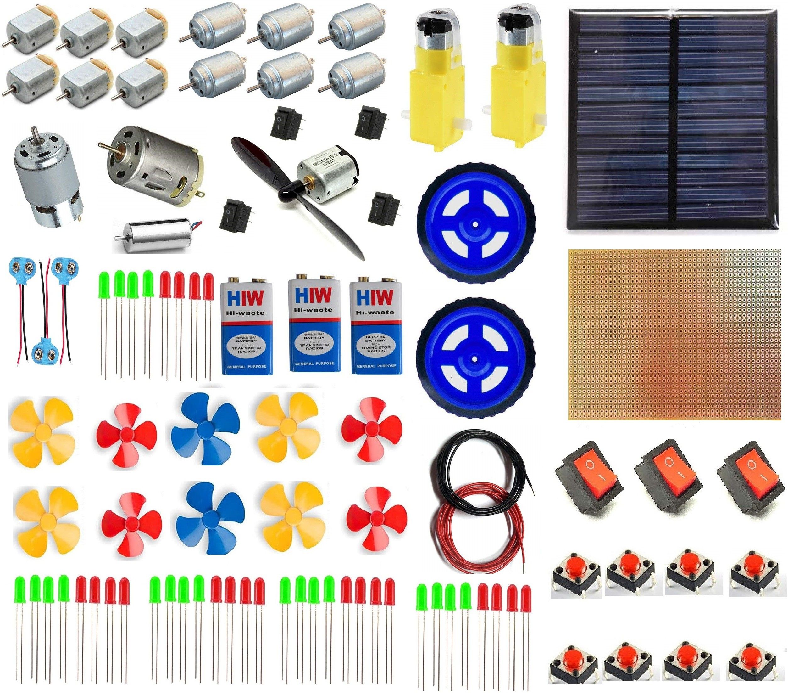 18 model DC Motor, coreless drone motor, gear motor Propeller, Switch, and many more for DIY Science hobby kit Electronic Components Electronic Hobby Kit pack of 96 Motor Control Electronic Hobby Kit-image-20