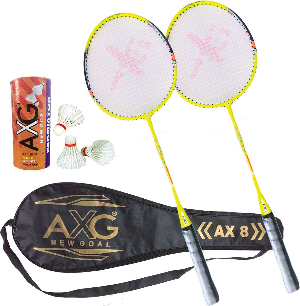 axg new goal Unavoidable 2 Badminton Rackets With 3 Feather Shuttles And Cover Badminton Kit-picture-28